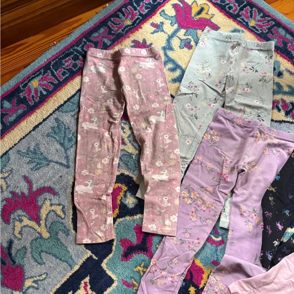 The Children's Place Floral print Leggings Pink, Lavender, bundle lot set 5T